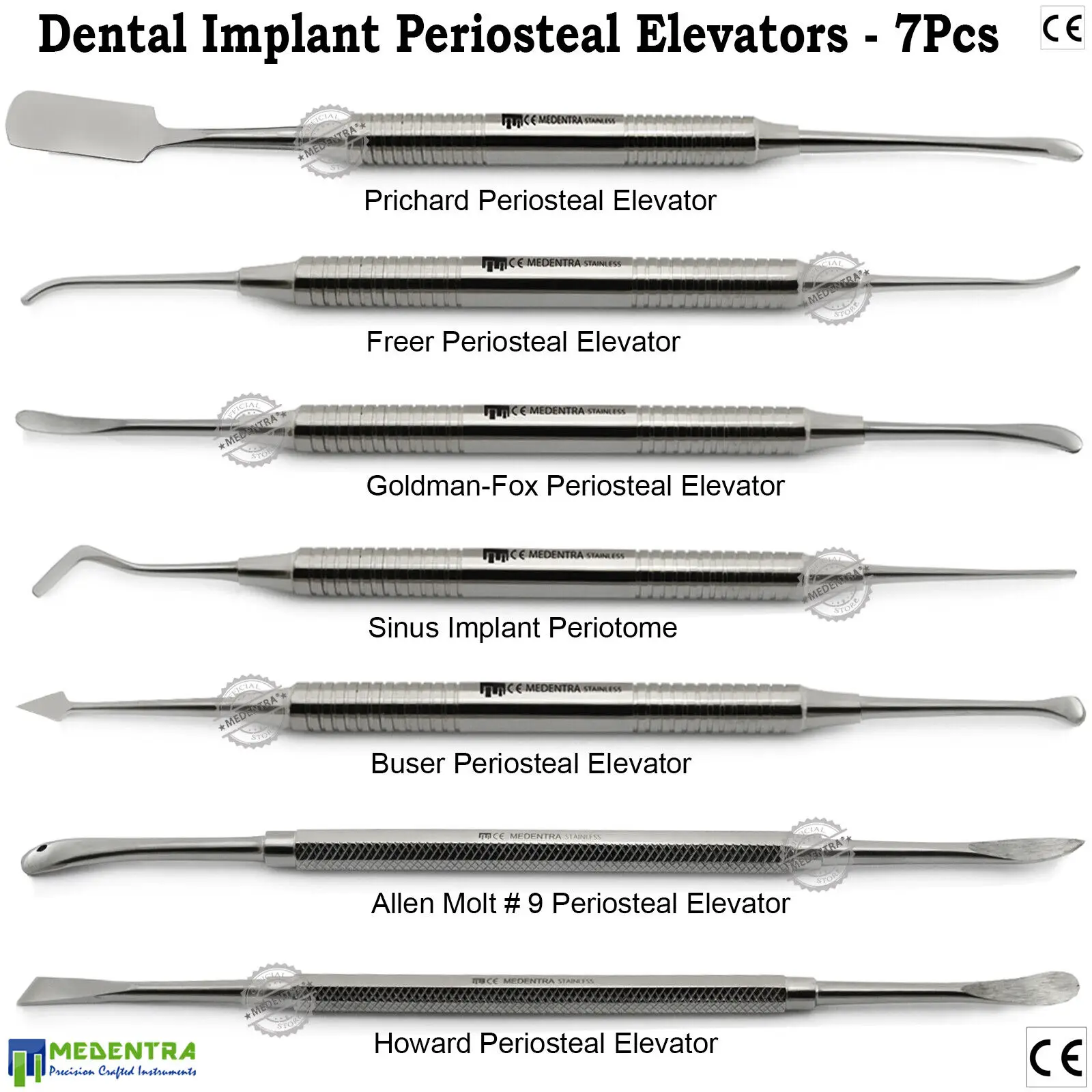 Premium Grade Periosteal Elevators Buser Freer Molt 9 Howard Dental