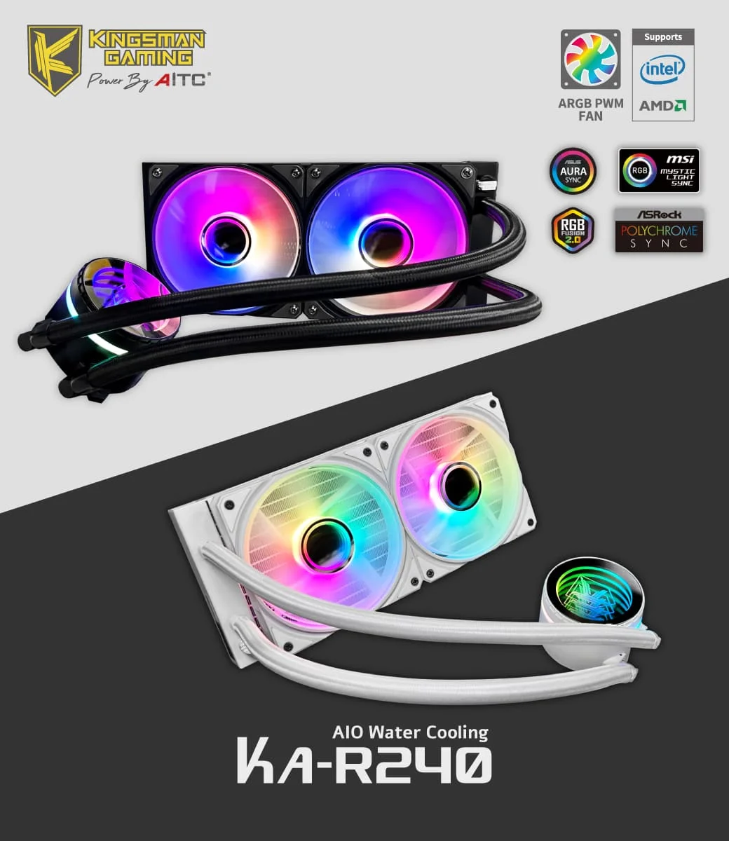 White 240mm Argb Aio Water Cooling Fan Motherboard Sync For Pc Buy