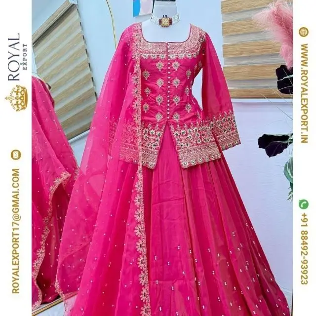 Designer New Pure Silk With Heavy Embroidered Semi Stitch Lawn Pakistani Suit Set Collection