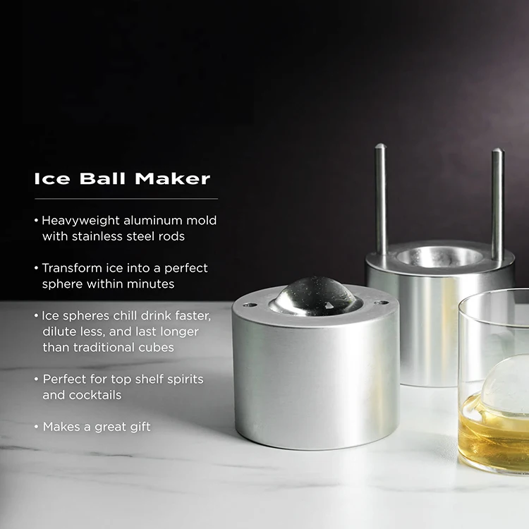 Aromanano Customizable Metal Ice Ball Sphere Maker Whisky Hockey