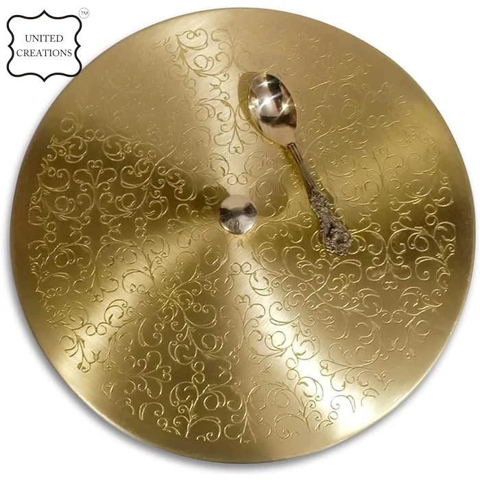 Handcrafted Spice Box in Brass With Spoon 7 Containers 100 ML Kitchen Accessories Gold Color Plated Antique Brass Spice Box