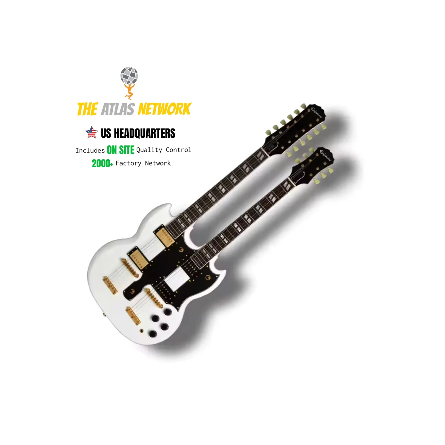 Innovation Promotion Factory Offers Customizable Double Neck Silver Electric Guitar Chrome Hardware Featuring Maple Mahogany