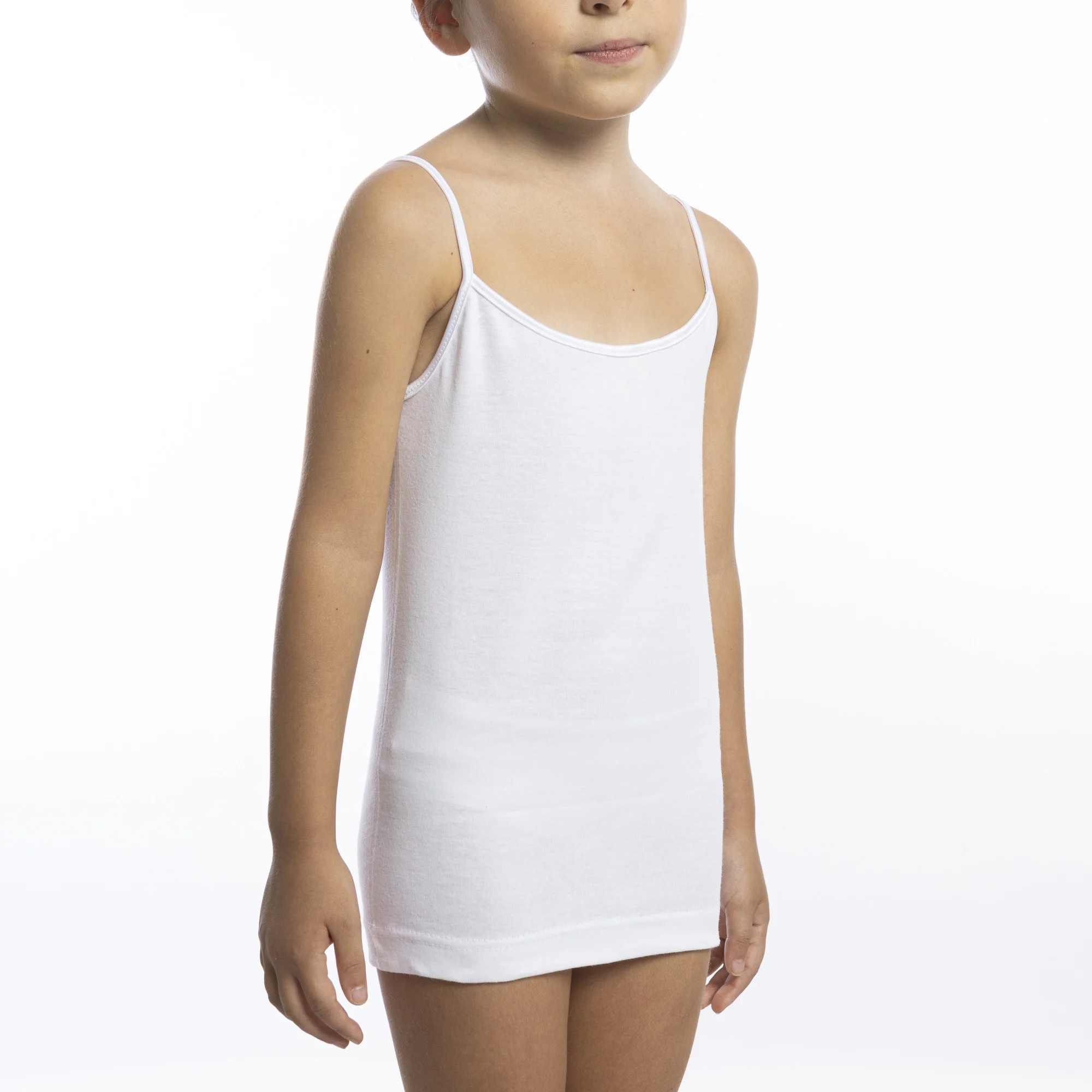 Made In Italy - Narrow Shoulders Girl's Undershirt Tank Top With Satin ...