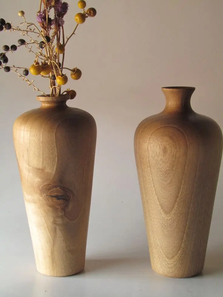 2024 LATEST   DESGIN  WOODEN FLOWER  POT Brand Circle Shape Vase with Mixing Color Wooden Flower Vase for Home Decor
