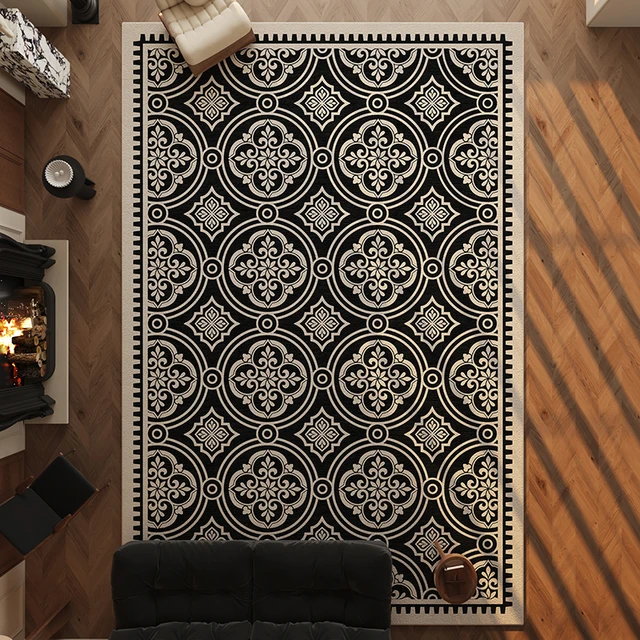 Cream Black Color Modern Design Factory Price Small Size Indoor Area Rug Non Slip Low Pile Rugs for Kitchen Entryway Doormat