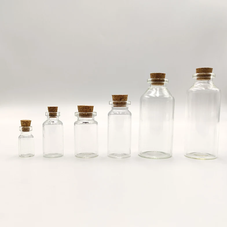 Mini Custom Empty Transparent Glass Amber Bottle Wishing Glass Bottles Drifting Vials With Cork