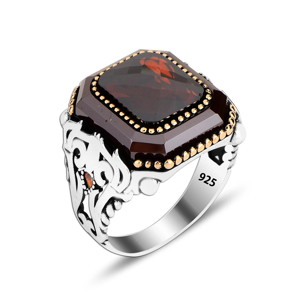 Red Stone Signet Luxury Men Ring 925 Silver Jewelry Wholesale Silver ...
