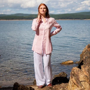 Linen Pink Shirt Summer Linen Shirt Linen Clothing Plus Size Linen Tunic Loose Shirt Boho Linen Shirt Plus Size Clothing