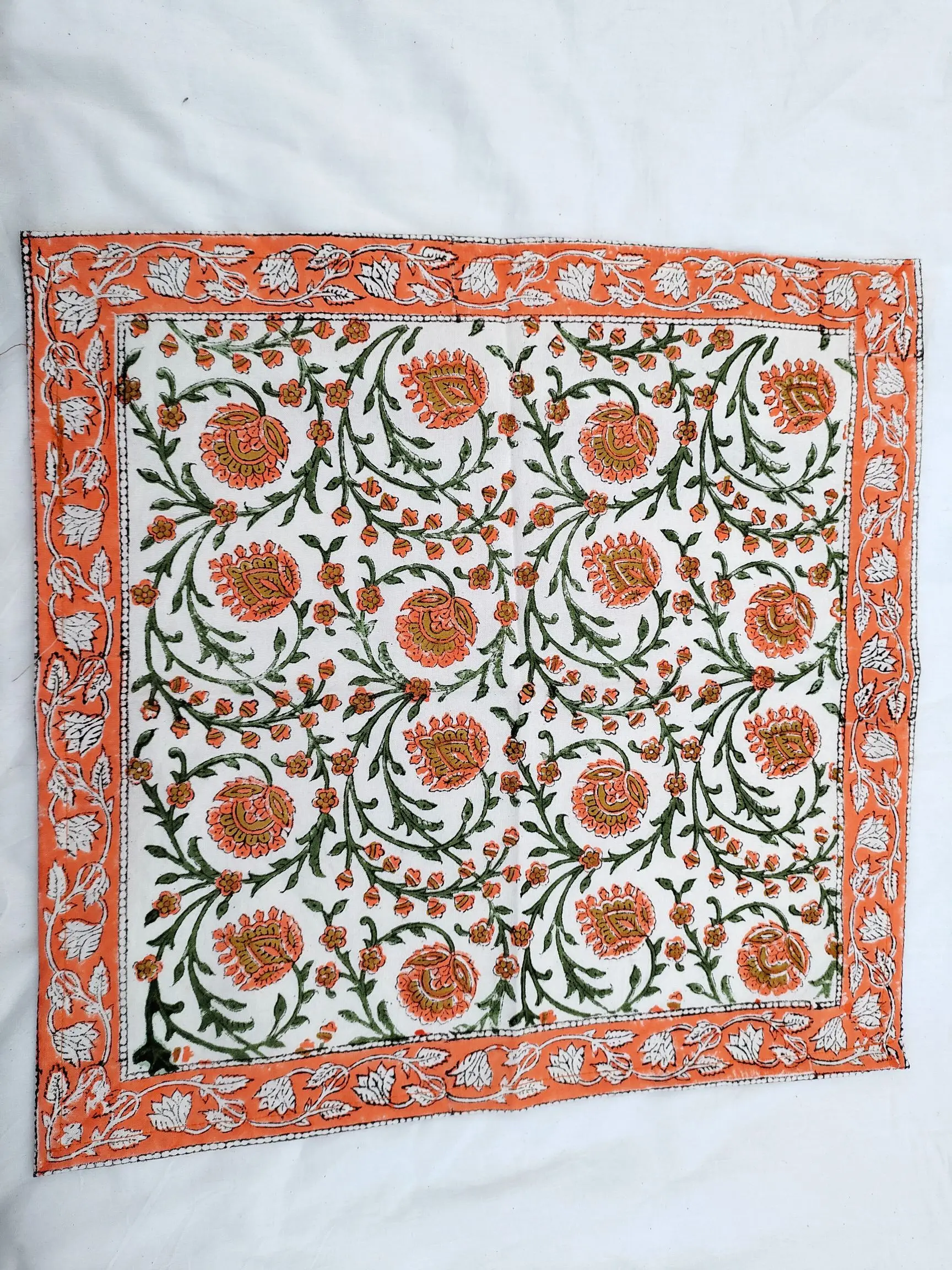 Ri Mats Peach Colors Dining Table Placemats Indian Cotton Hand Block