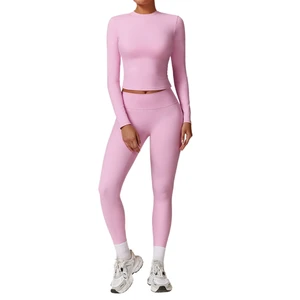 New Yoga Top Slim Fit Long Sleeved Sports and Fitness Pants Two-piece Set