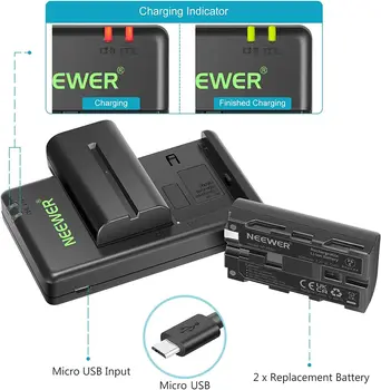 NEEWER NP-F550 Battery Charger Set Compatible with Sony NP-F970 F750 F770 F960 F550 F530 F330 F570 CCD-SC55 TR516 TR716 TR818 detail image