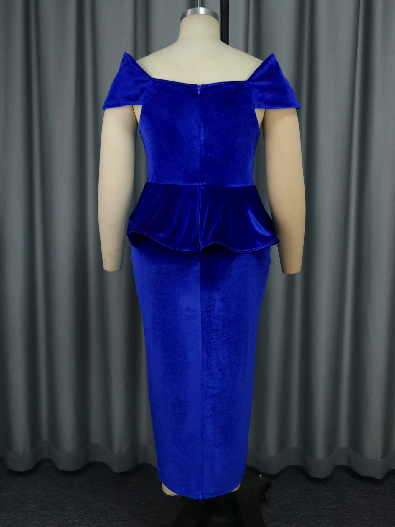 naomi wolf of wall street blue dress Long Sleeve Velvet Prom Dresses Mermaid Split – alinanova main image 0
