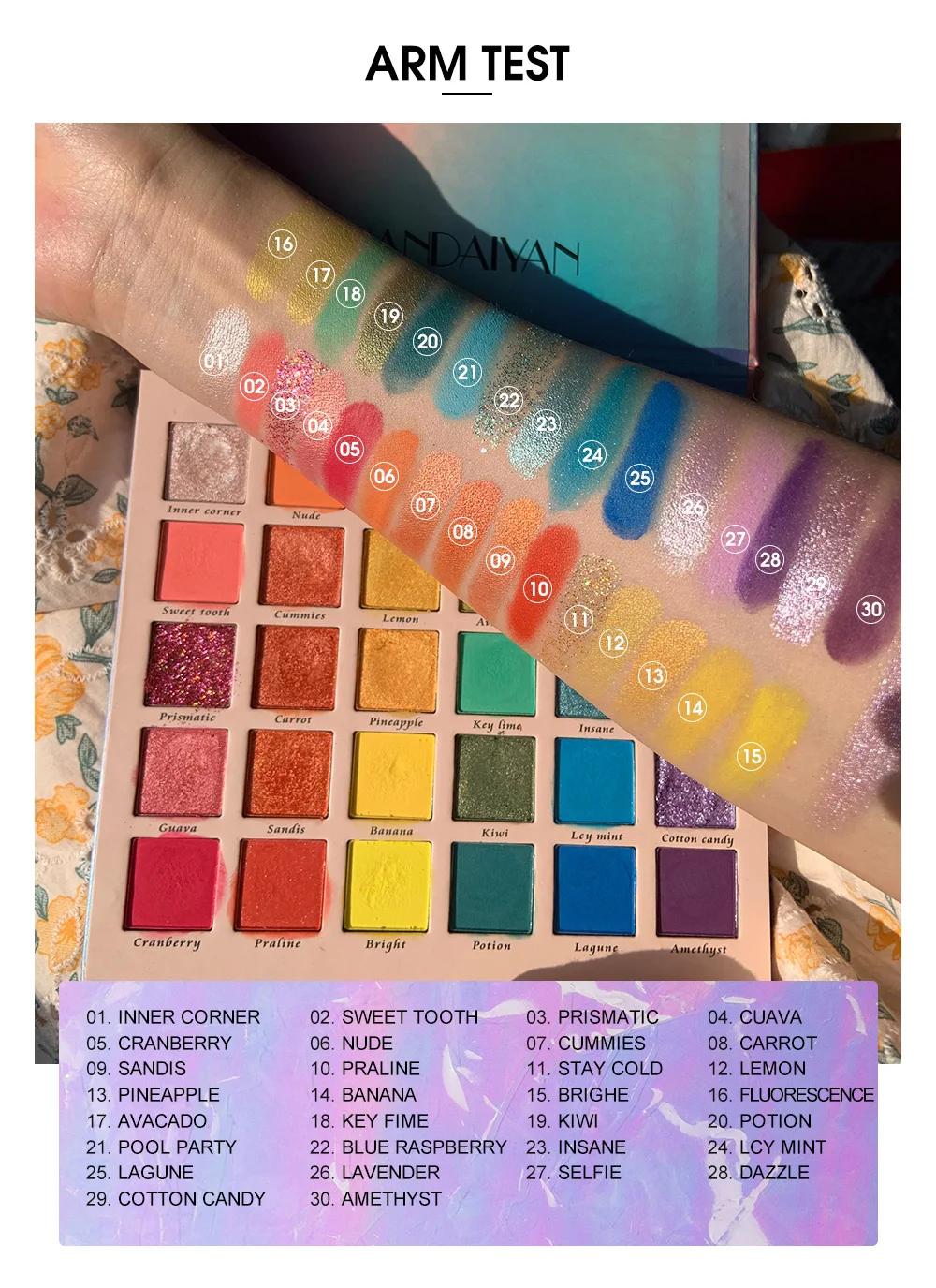HANDAIYAN 30 color matte eye shadow palette pearly glitter eye shadows pallets