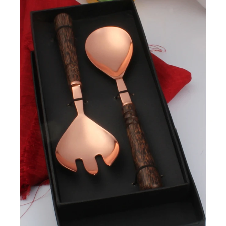 Ss Salad Server Spoon & Fork Set With Designer Handle Premium Quality