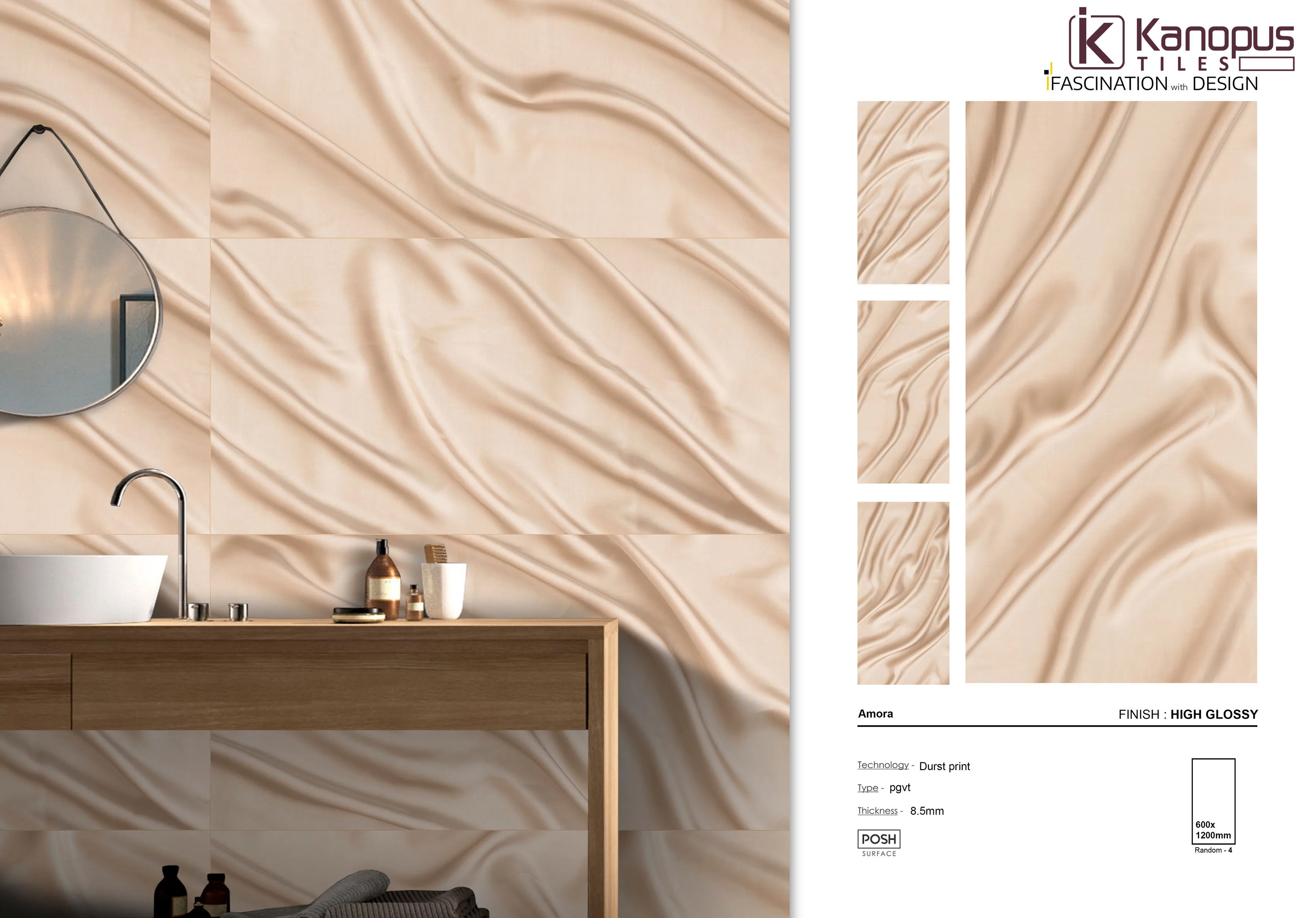 600x1200mm Indian Porcelain Tiles High Glossy Surface Digital Glazed ...