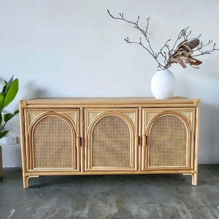 Best Selling Kitchen Furniture New Cabinet Model Rattan Storage Cabinets Factory Wholesale Price Handcraft