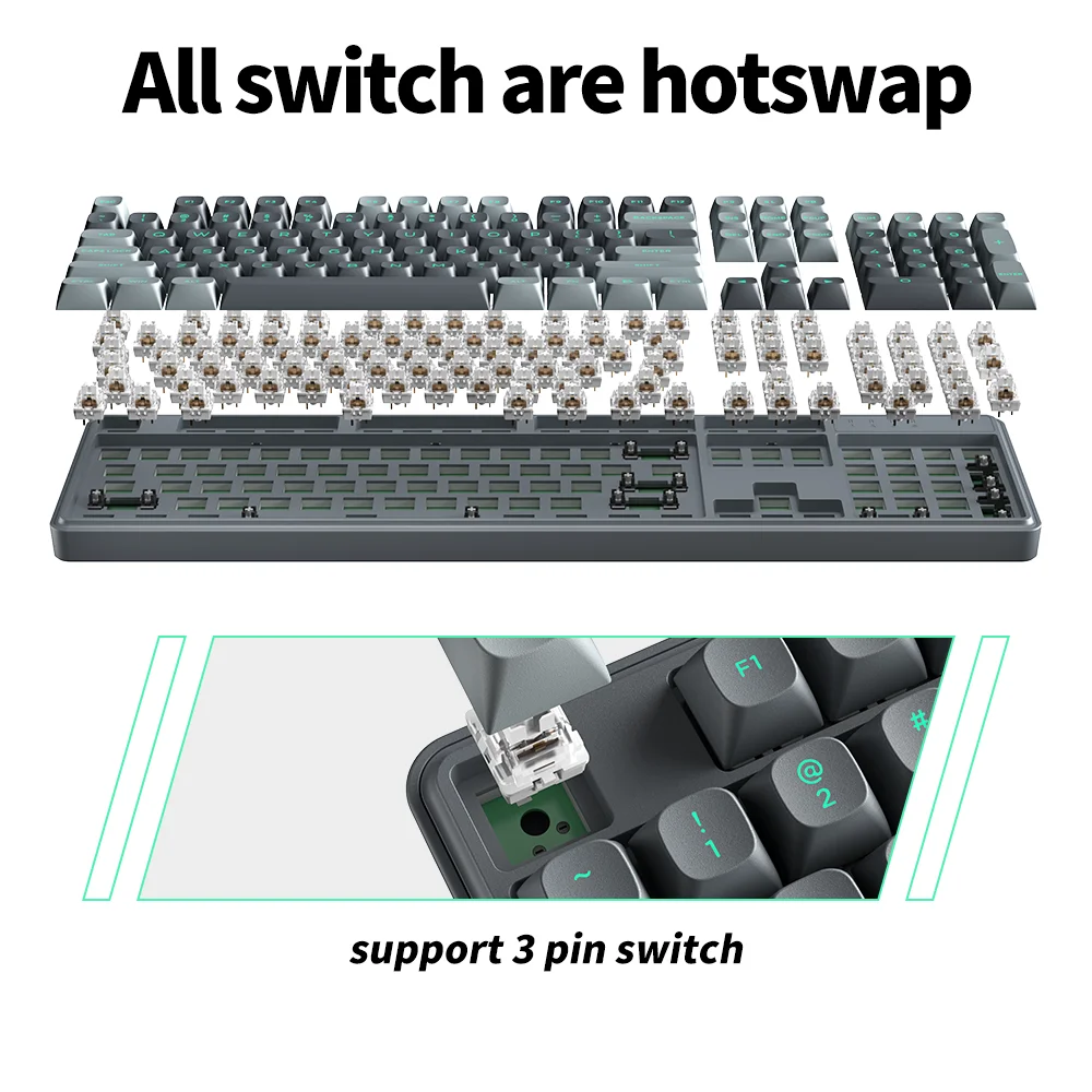 ZIFRIEND ZT104 Gaming Keyboard - Full Size, Backlit, Mechanical
