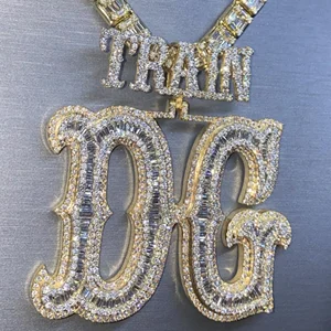 High Quality Customized 925 Sterling vvs moissanite  Silver Pendant Unisex Hip Hop Pendant with Iced Out Pendants & Charms