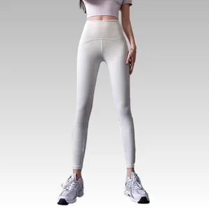 Women's 2026SF High Waist Yoga Running Pants Thin Mesh Printing Elastic Waist Hip-Lifting Fitness Tights Solid Pattern