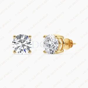 Square Profile Rose Gold & White Gold 14Kt 2ct Lab Grown Diamond Stud Earrings Four Prong Classic Wedding Engagement Party Gift