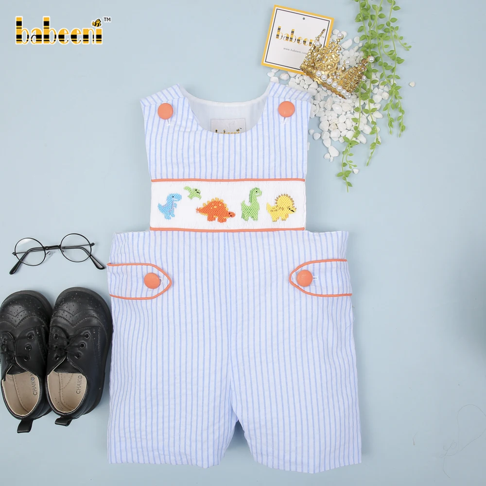 Dinosaur Hand Smocked Boy Shortall Oem Odm Customized Hand Made