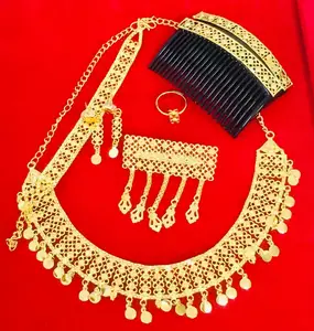 24K Gold Plated Vintage Fashion Jewelry Set Comoros Mayotte Inspired Diamond Copper Necklace Combs & Brooches Gifts