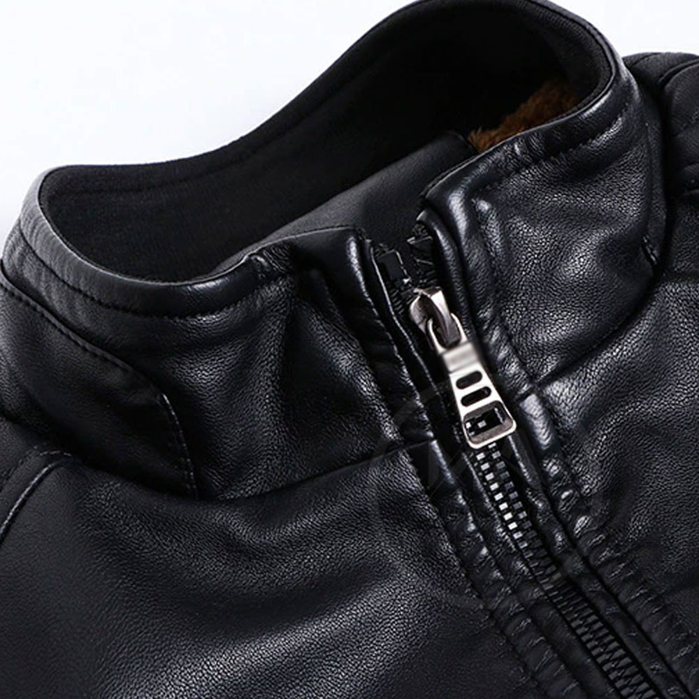 Custom Design Leather Jacket Solid Color Men Leather Jacket Streetwear Breathable Men Leather Jacket