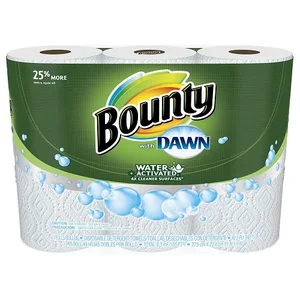 Bounty Select Size White Kitchen Roll Absorbent Non-Woven Fabric 1 Ply Paper Towels 12 Double Rolls | Quick Size Family Rolls