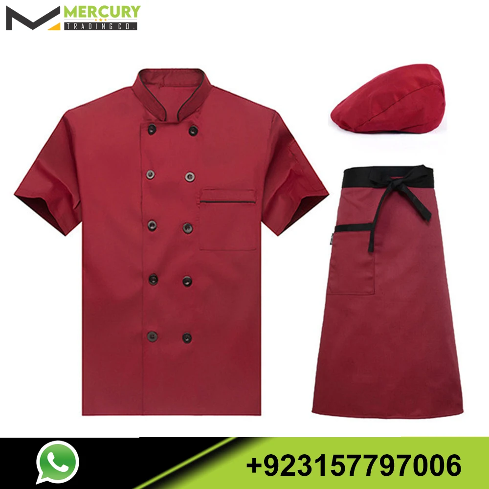 Super High Quality Chef Uniform Restaurant Cook Top Coat Workwear Apron Set With Cap Buy Chef