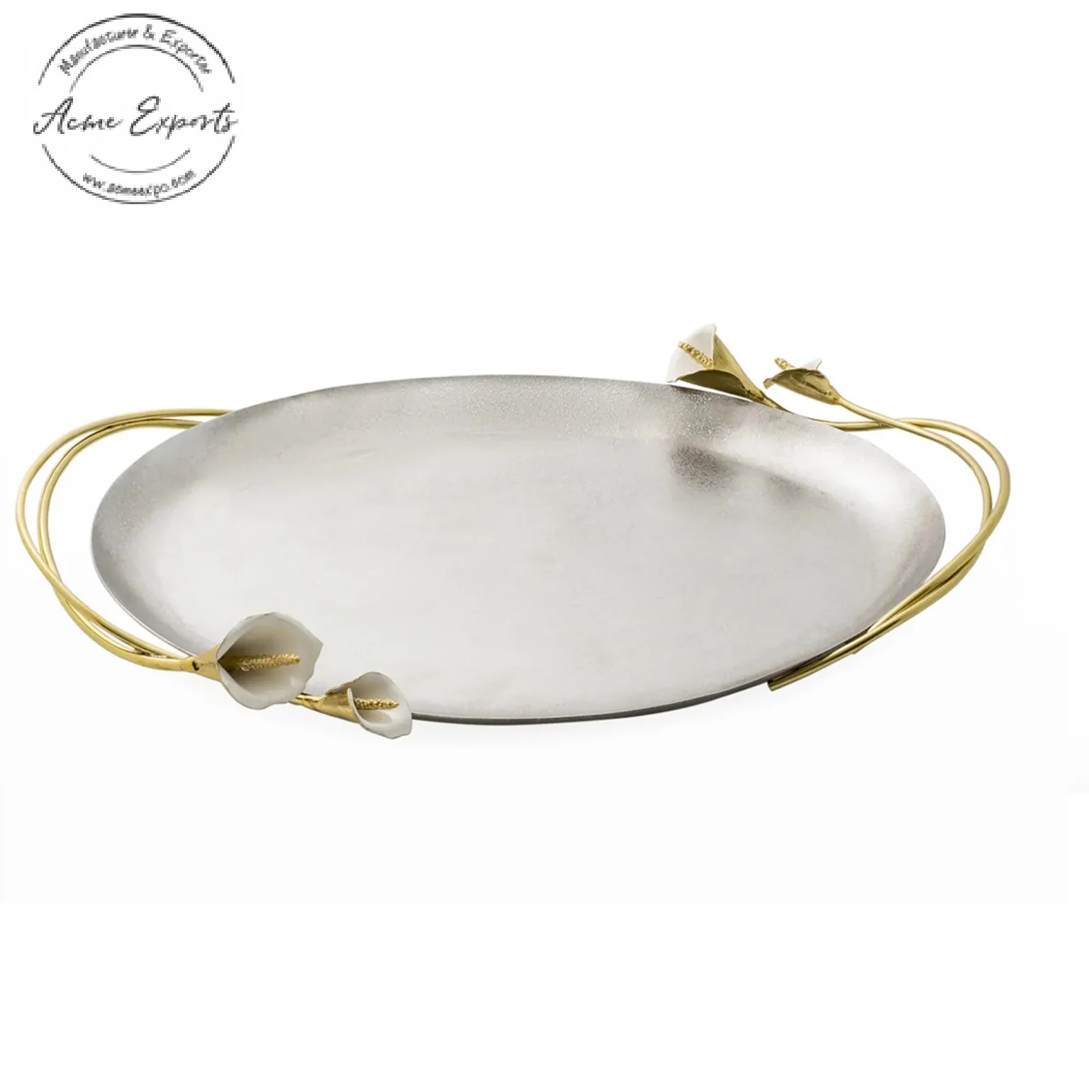 Modern Luxury Coffee Table Metal Serving Tray With White And Rose Gold Finished Used For Jewelry