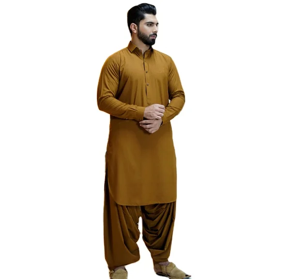 Breathable Men's Salwar Kameez Pakistani Gents Kurta Pajama Cotton Fabrics  Ready to Wear Muslim Dress Salwar Kameez