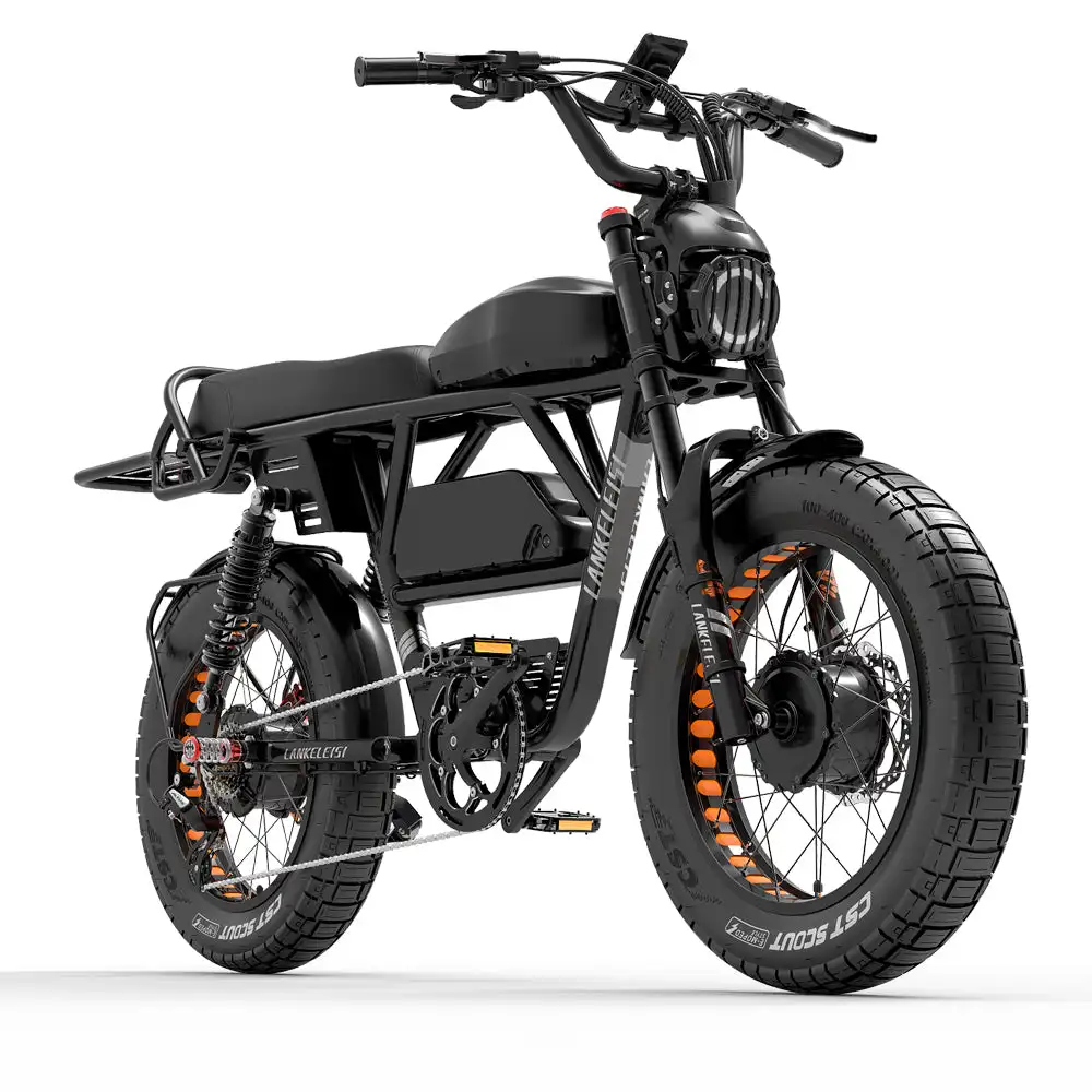 LANKELEISI X-Black Knight 2000W Electric Bike with Dual Motors 48V Aluminum Frame and 280KM Range Power by Lithium Battery