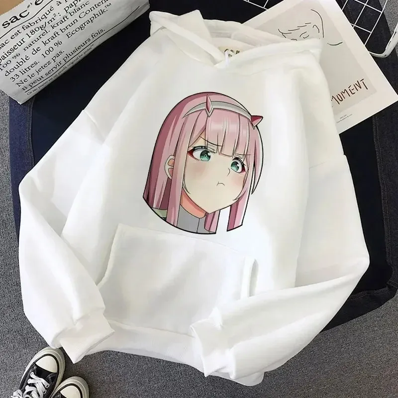 2024 Good Quality Custom logo Anime Hoodies Zero TWO Beautiful Girl Print Women Streetwear Loose Hip Hop Hooded Sweatshirt