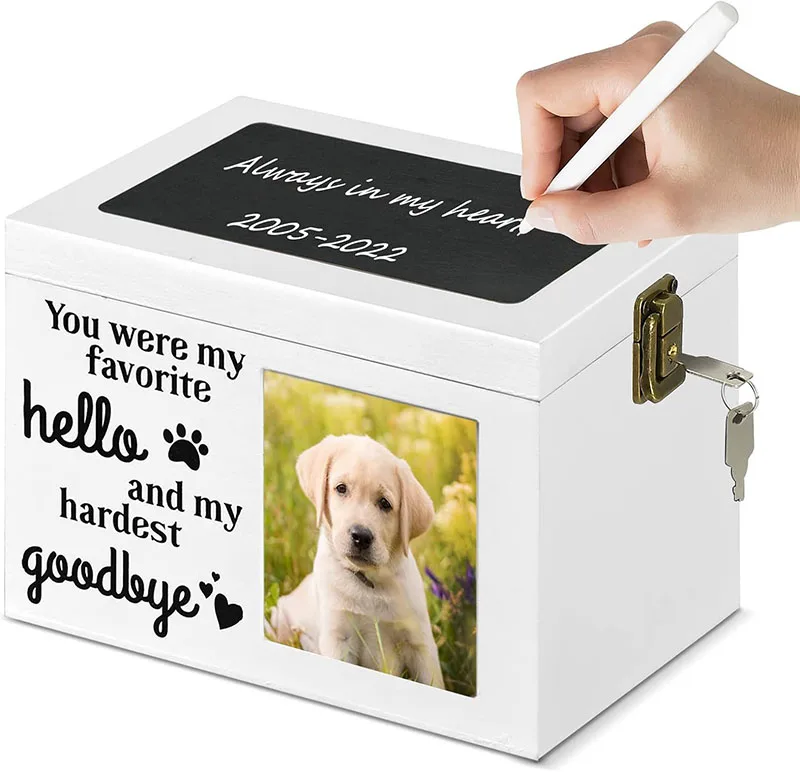 Customized Large Wooden Pet Funeral Cremation Urn Pet Memorial Keepsake ...