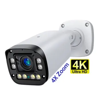 4K 8MP Poe Camera 4X Zoom 2.8-12mm Motorized Focus Lens Video Surveillance IP Network Cctv Security Camera System