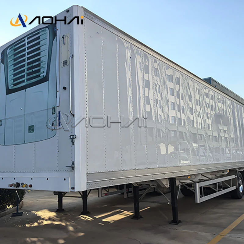 3 Axles 30Tons 40Tons Semi-Trailer Iron Cool Liner Frozen Meat Seafood Food Vegetable Transportation Refrigerated Trailer
