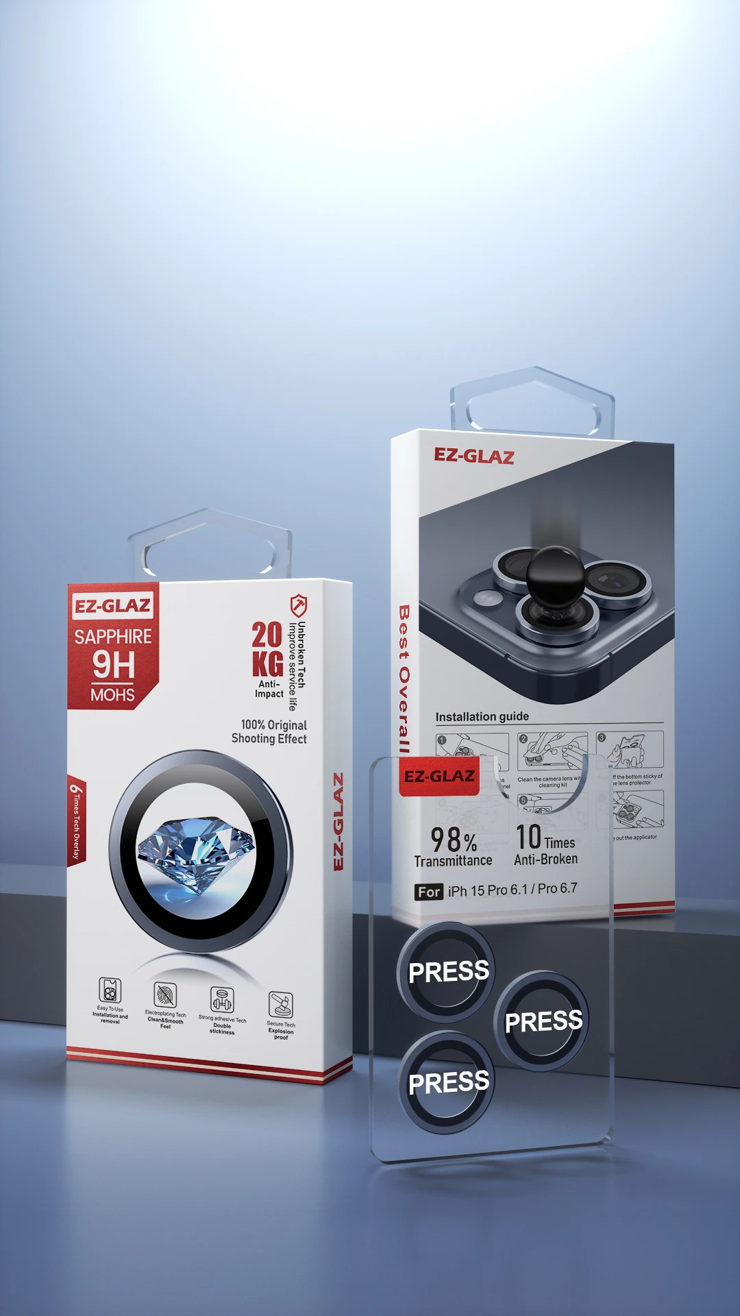 Ezglaz Sapphire Lens Protector Iphone 15 14 13 Pro Max Titanium Metal