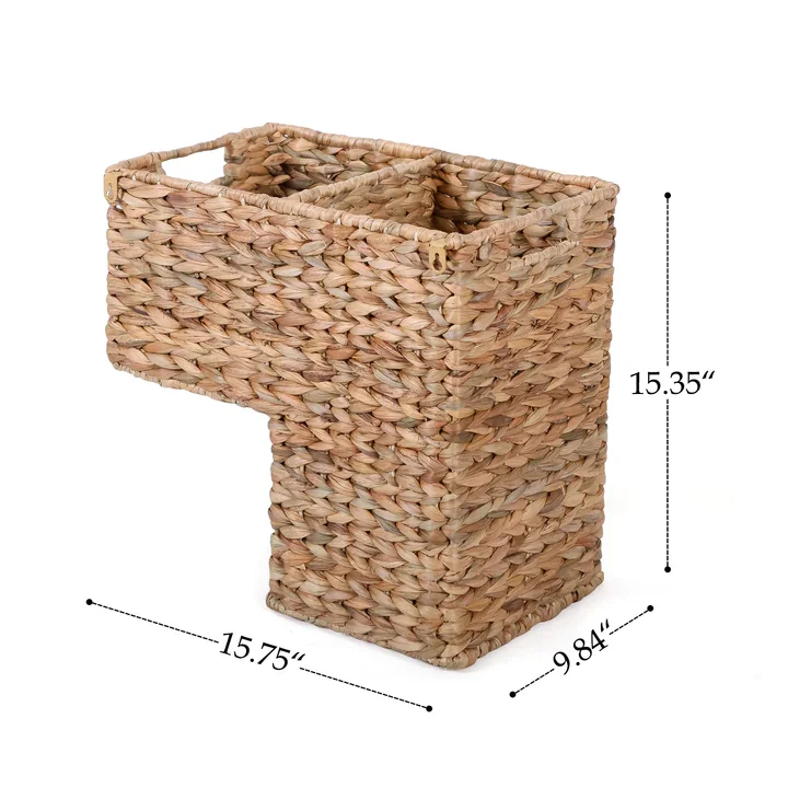 Wicker Design Water Hyacinth Stair Basket Woven Large Hamper Accent ...