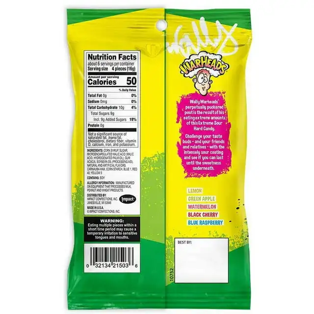 Warheads Extreme Sour Hard Candy 3.25oz Assorted Flavors (1-bag) - Buy ...