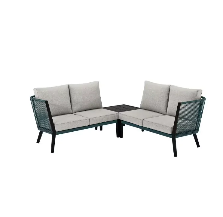 3-Piece Wicker and Metal Corner Patio Sectional 2024 Outdoor Furniture Rattan Sofa Set