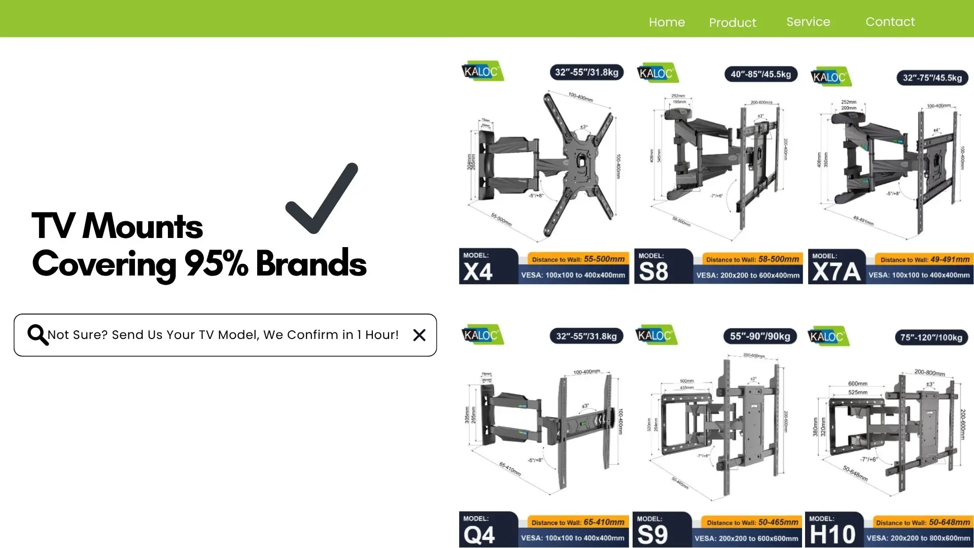 テレビ KALOC model H8 KALOC KLC-H8 VESA 600x400MM Full Motion TV Wall Mount for 40''-80