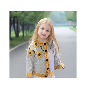 Children's Sweater 2022 Autumn New Foreign Style Cardigan Crocheted Female Treasure Hand-embroidered Cotton Girl Warm