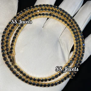4mm Luxury Fashion Tennis Chain Sterling Silver 925 VVS Black Moissanite Rhodium Plated Unisex Iced Out Tennis Necklace