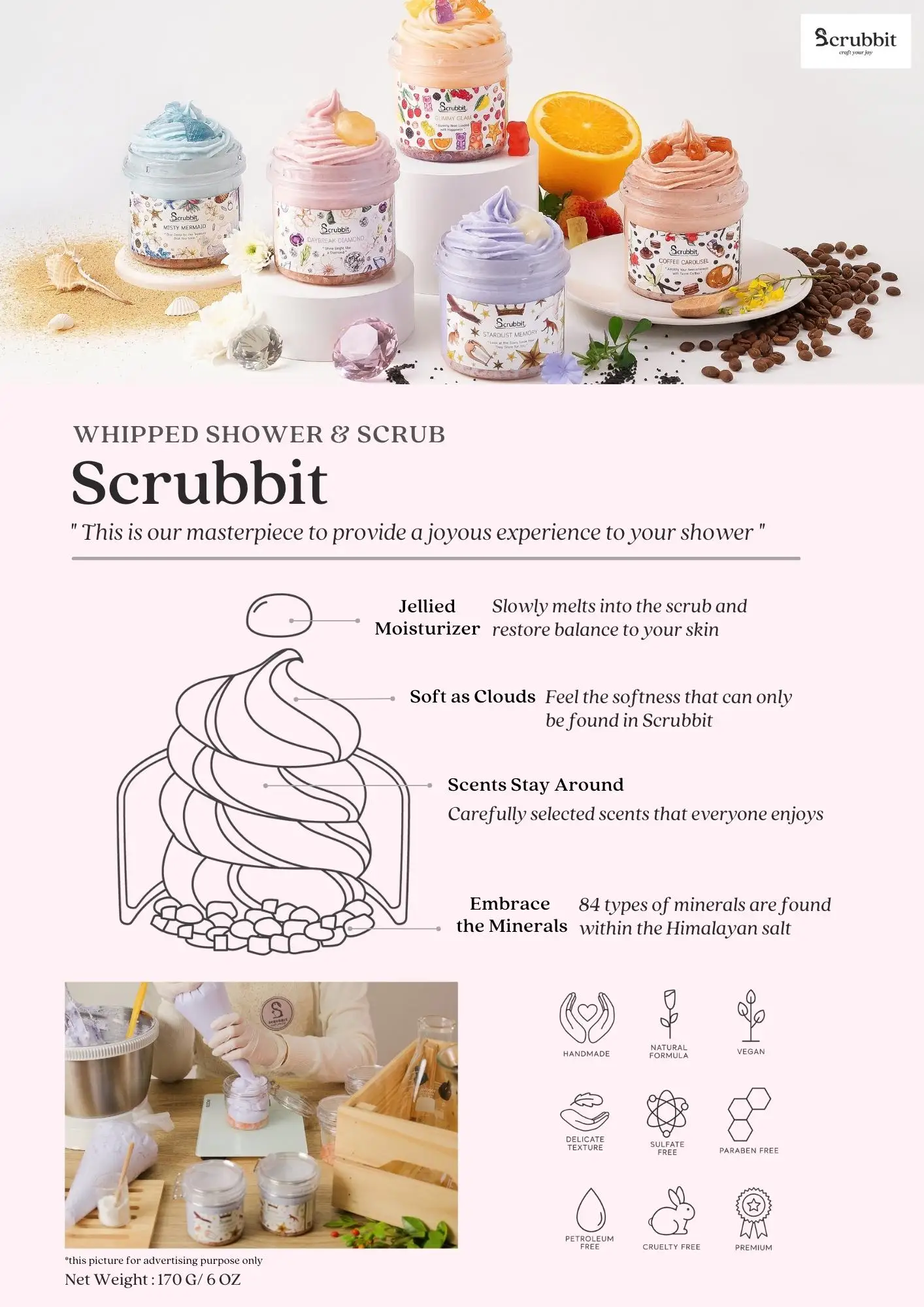 Luxury Products Handmade Delicate Texture Himalayan Salt Whipped Scrub