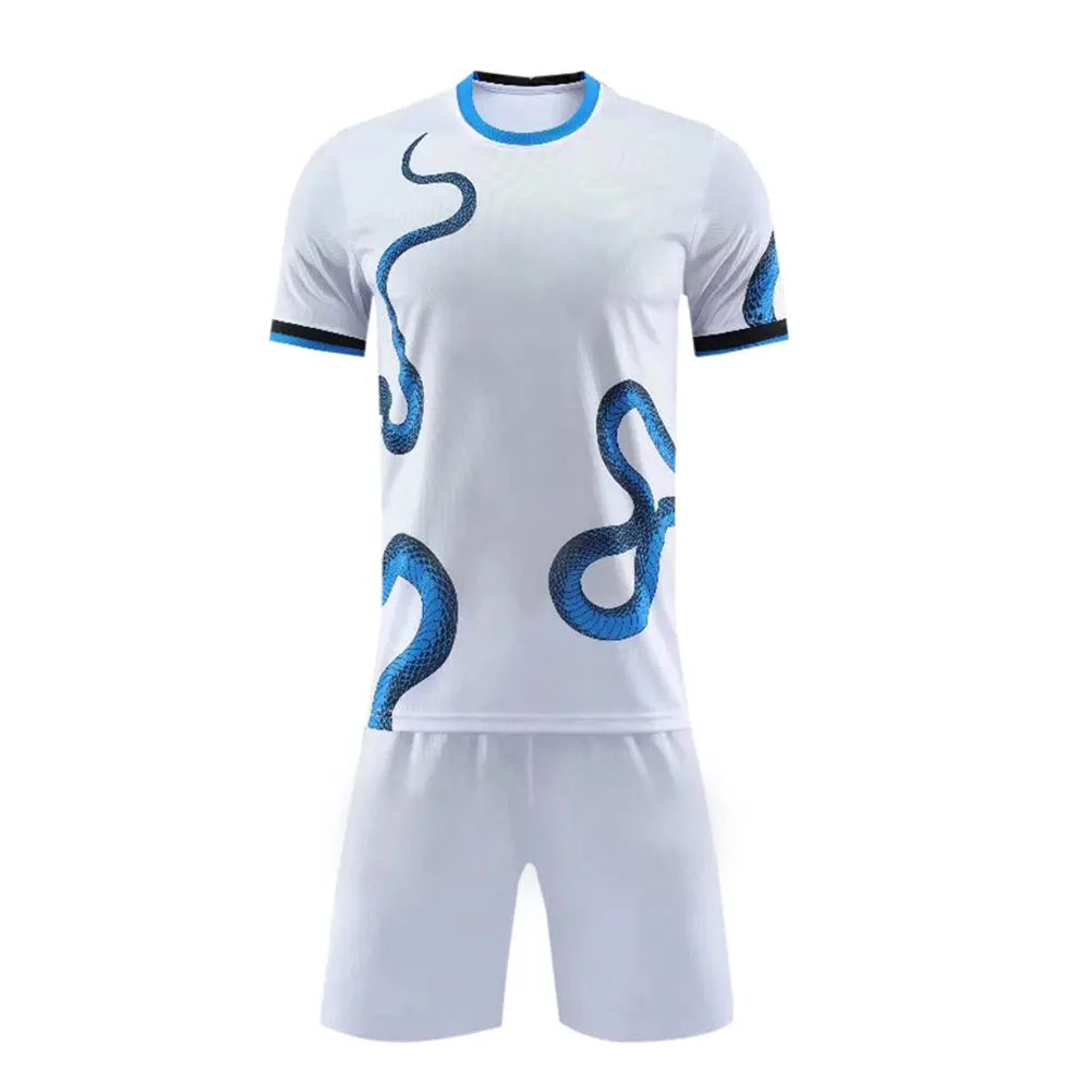 Full White Color Simple Plain Soccer Uniforms Short Sleeves Custom Team