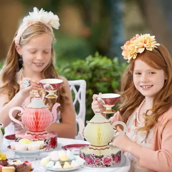 8 Centrotavola A Nido D'Ape Per Festa Principessa - Decorazioni Rosa Con Rossetti E Borse, Per Compleanno Ragazze - 2