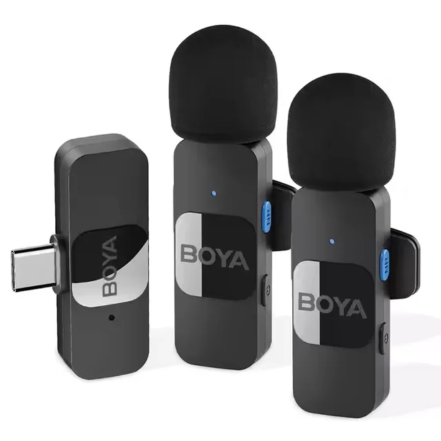 Boya BY V1 V2 V10 V20 Online Class Conference PC Laptop Mobile phone Noise Cancellation Lapel Mic BT Wireless Microphone