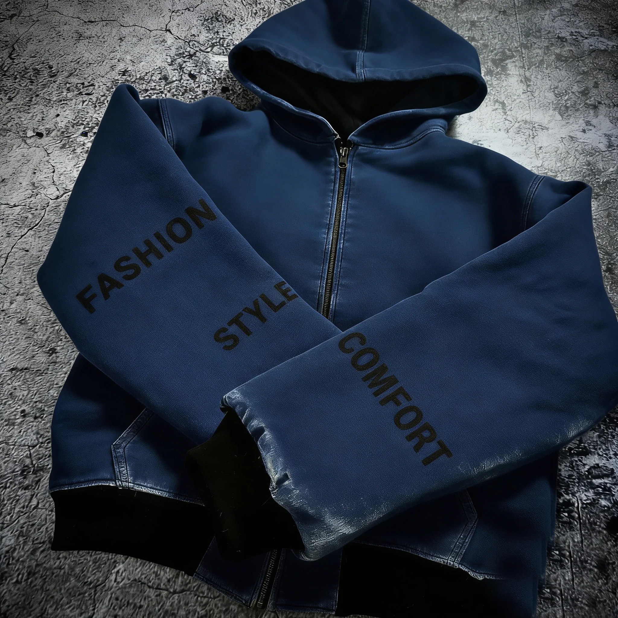 Work Jacket Stonewash Zipper Zip up Custom Embroidery Patch Cropped Washed Vintage Applique Hoodie Jacket for Men gallery 5