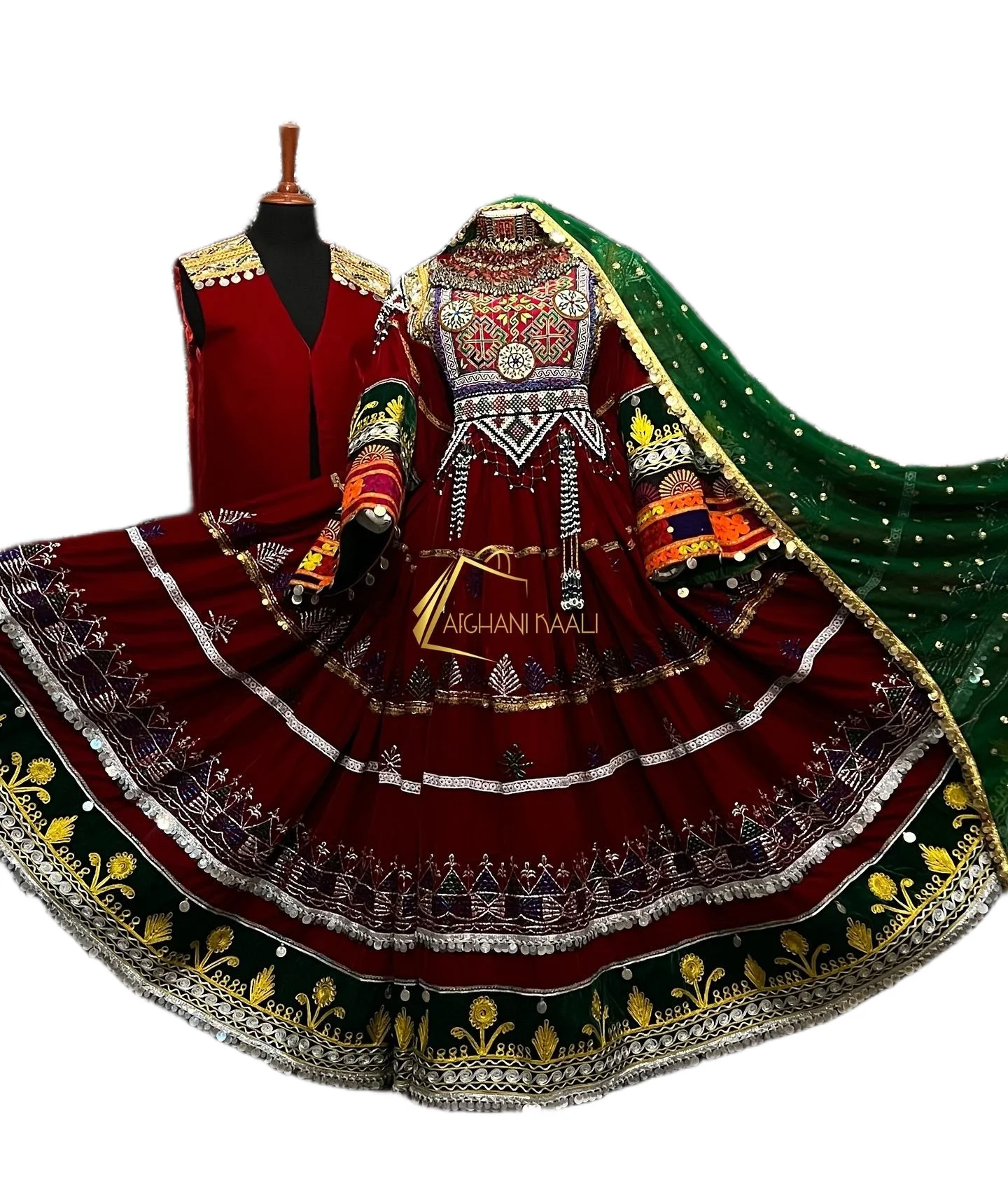 Elegant Afghani Women Chiffon Dress Colorful Handmade Traditional Ethnic Fashion High Quality Maxi Natural Button Daily Wear