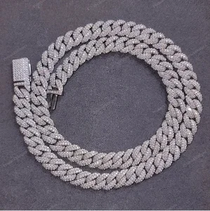 10 mm 22 inch iced Out Miami Cuban Link Chain 925 Silver Moissanite Hip Hop Cuban Chain For Men Party Wear Jewelry At Best Price